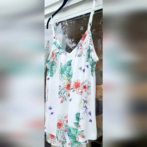 Torrid White Tropical Floral Button-Front Cami Tank Top – Size 00 -M/L - Size 10 - Picture 10 of 16
